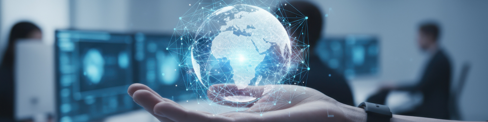 digital globe in hand